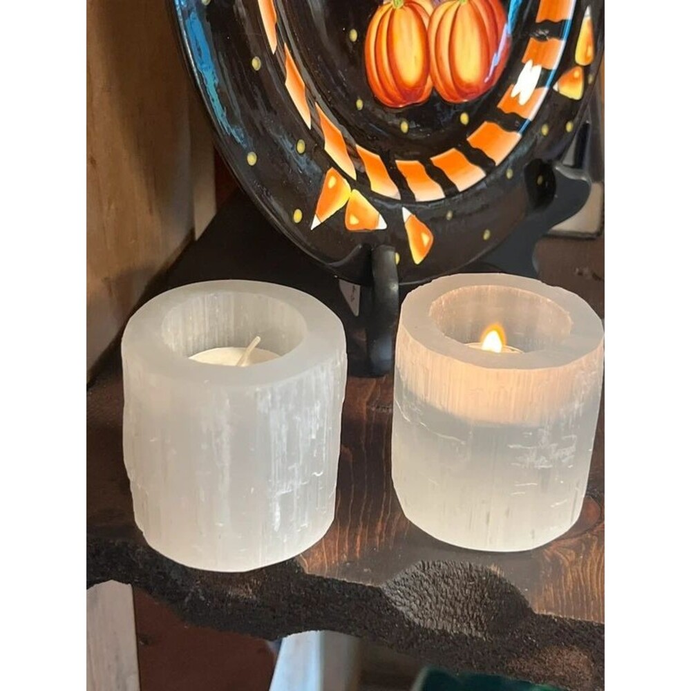 Selenite Tea Light Holders Set of 2